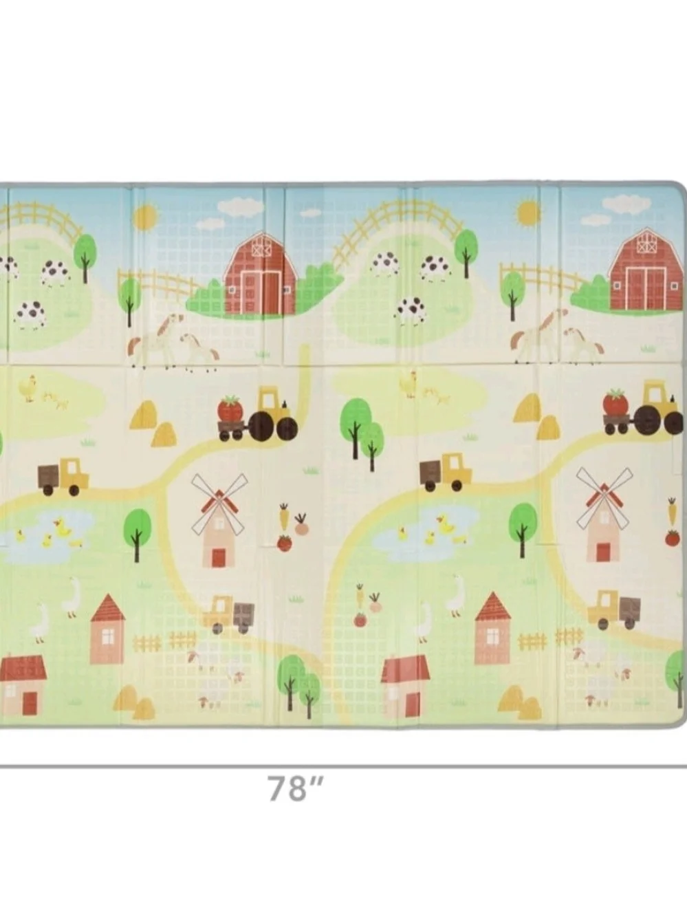Brand New Pastel Farm Play Mat for Kids - Cream & Pastel Multi-Color